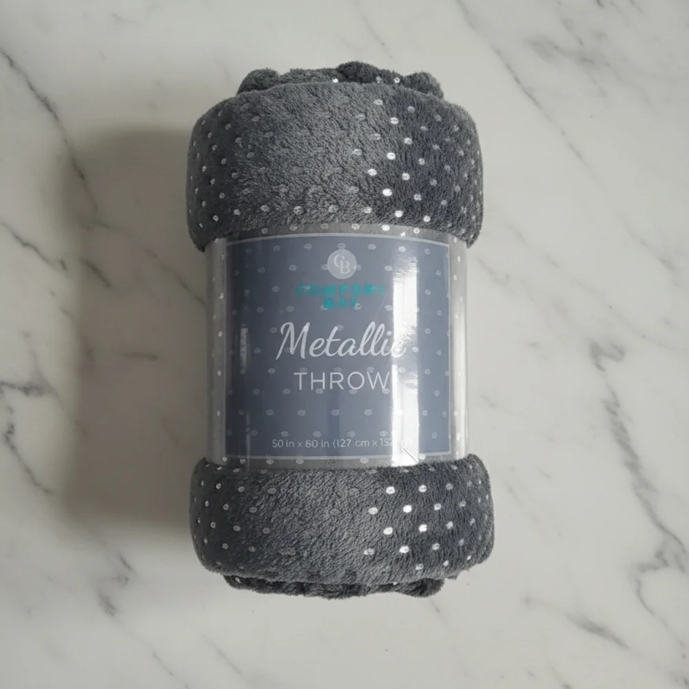 Gray Metallic Throw Blanket - Picture 1 of 1